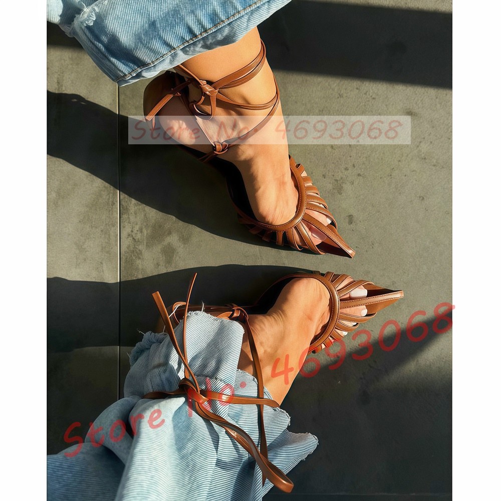 Brown Pointy Toe Caged Sandals - Crossfit Ladies 评论和价格